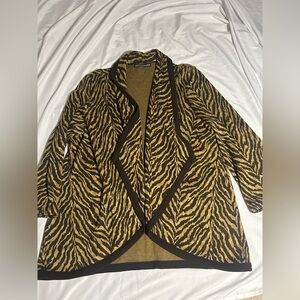 Nina Leonard Women’s Tiger Drape Cardigan Sweater Size XL Brown and Tan